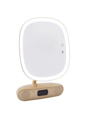 NIB Impressions Melody Duotone Makeup Mirror with Bluetooth Speakers in GOLD